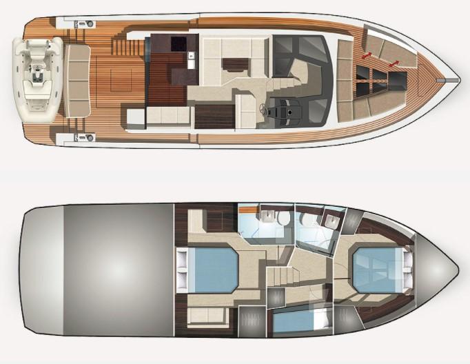 mise en page Galeon 470 Skydeck