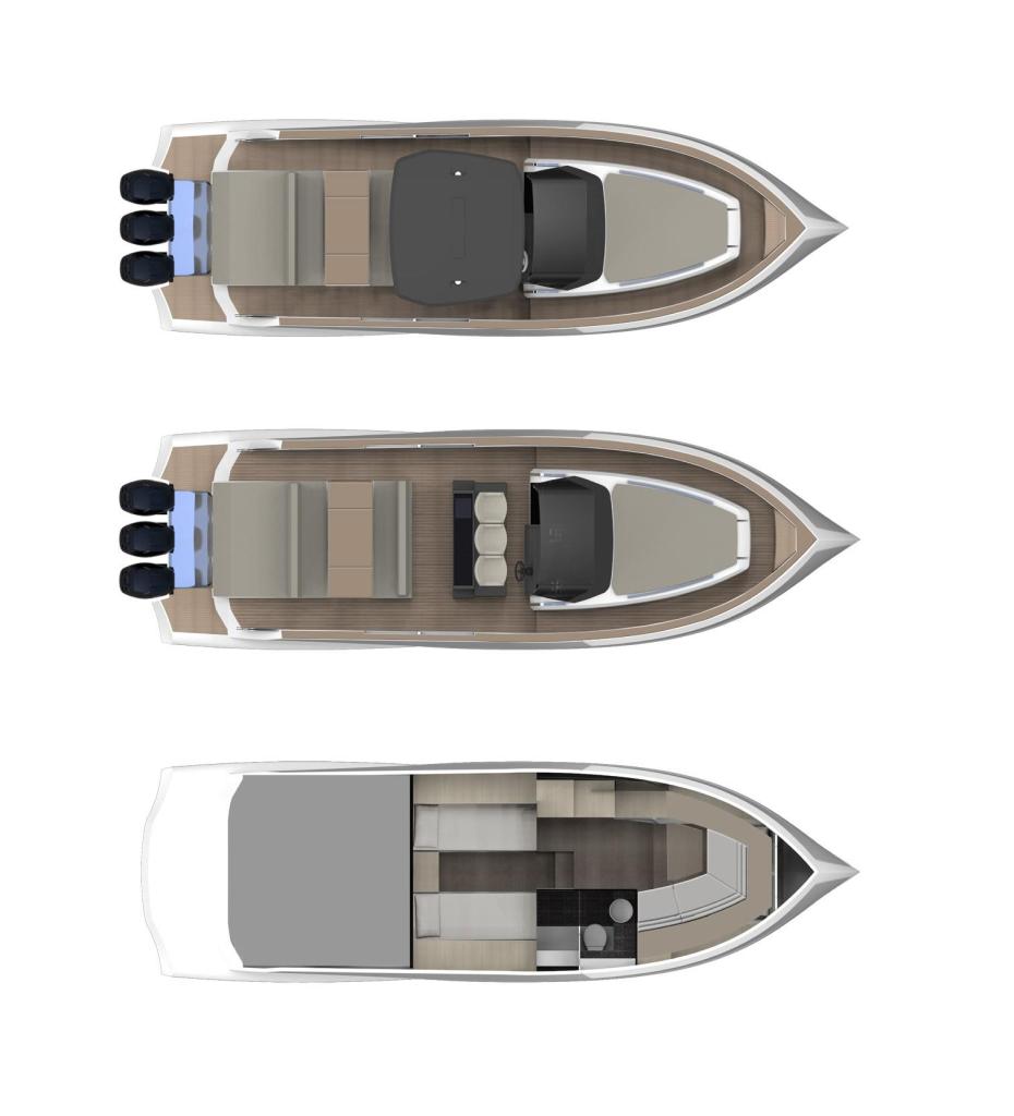 Layout Astondoa 377 Coupe Outboard