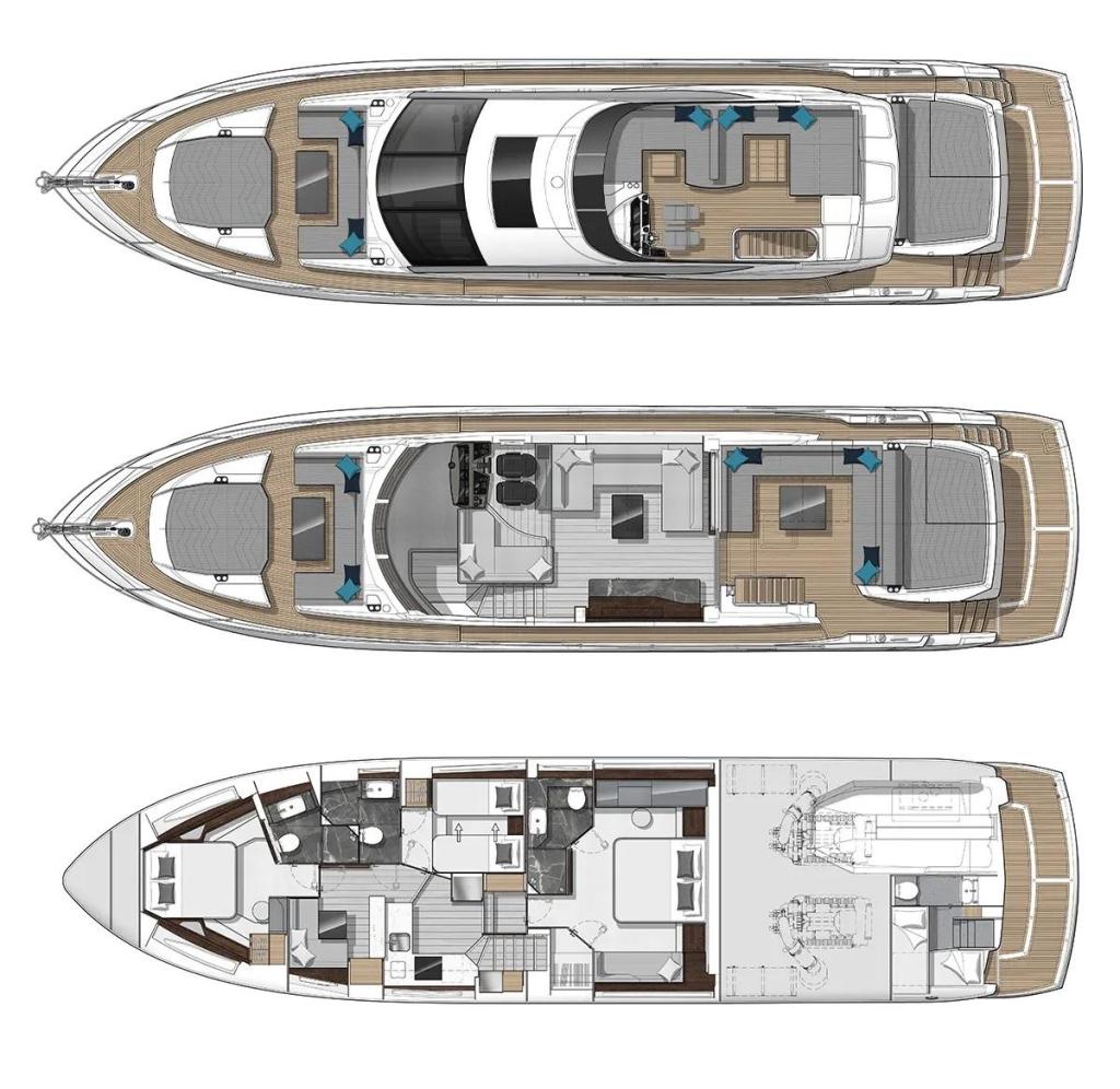 Layout Sunseeker Sport Yacht 74 XPS