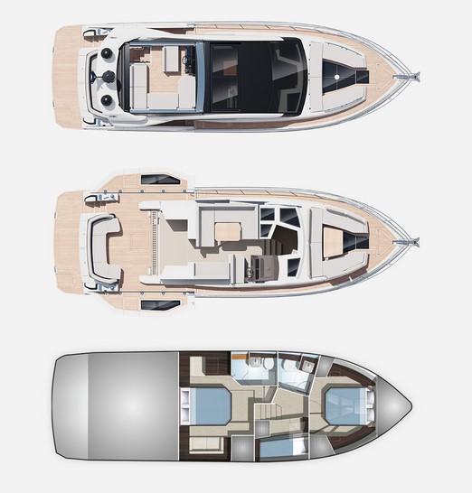 mise en page Galeon 470 Skydeck