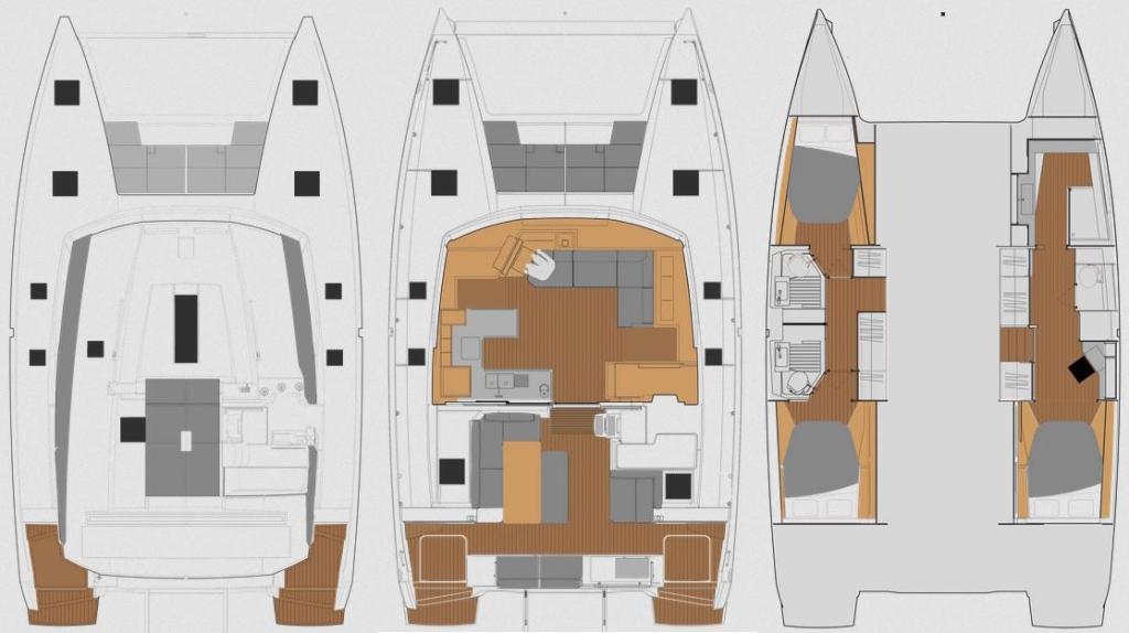 Rozložen&iacute; Fountaine Pajot Astréa 42