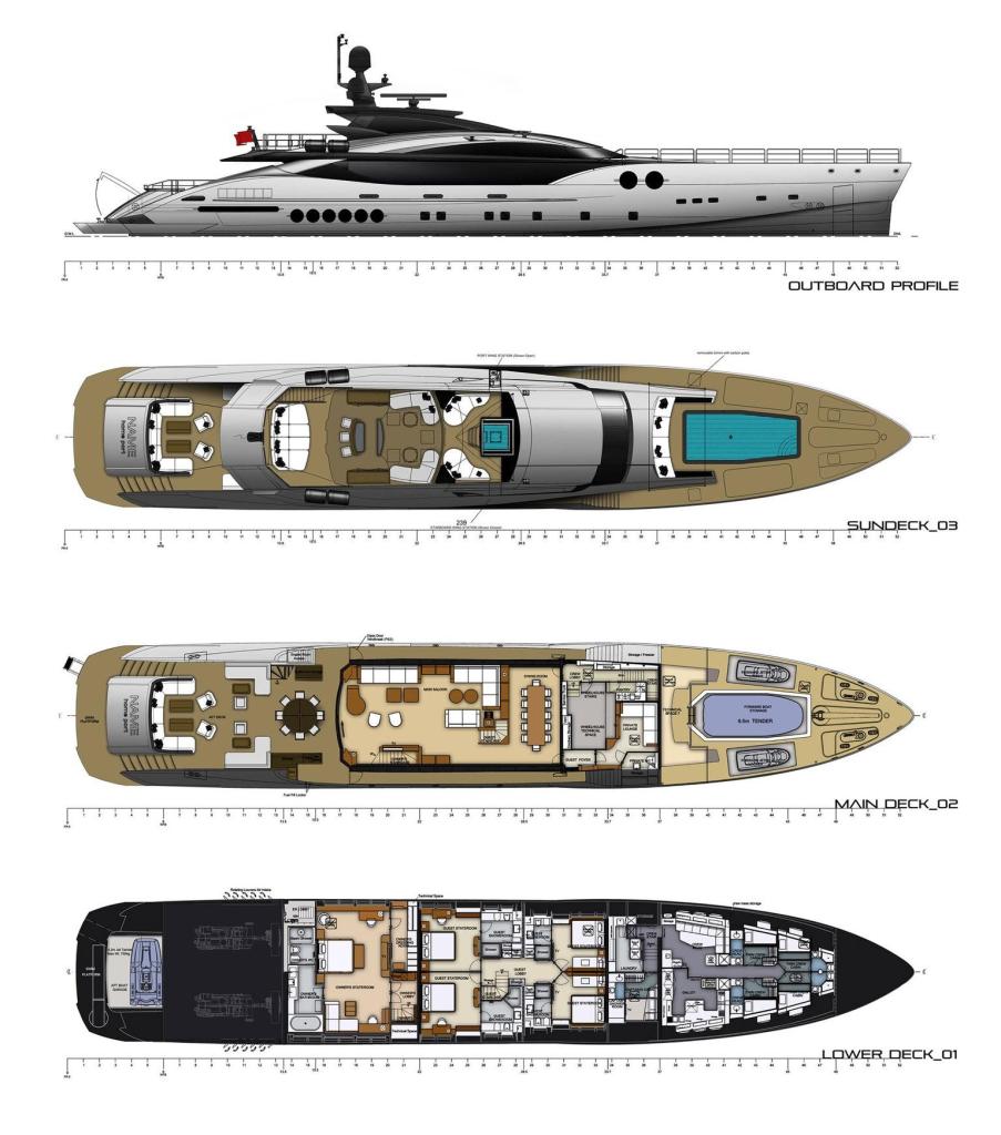 Layout Palmer Johnson Sportyacht 170