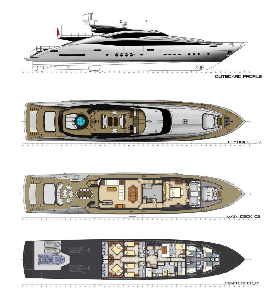 Layout Palmer Johnson Sportyacht 150