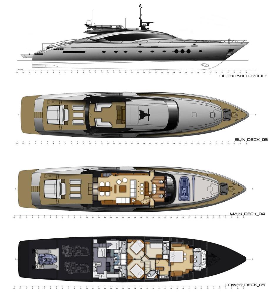 Layout Palmer Johnson Sportyacht 120