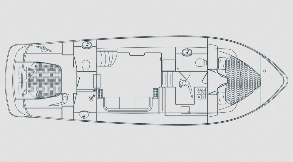 Layout Pikmeerkruiser 40’ AFT Cabin
