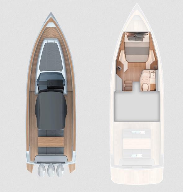 mise en page Pardo Yachts P38 Outboard