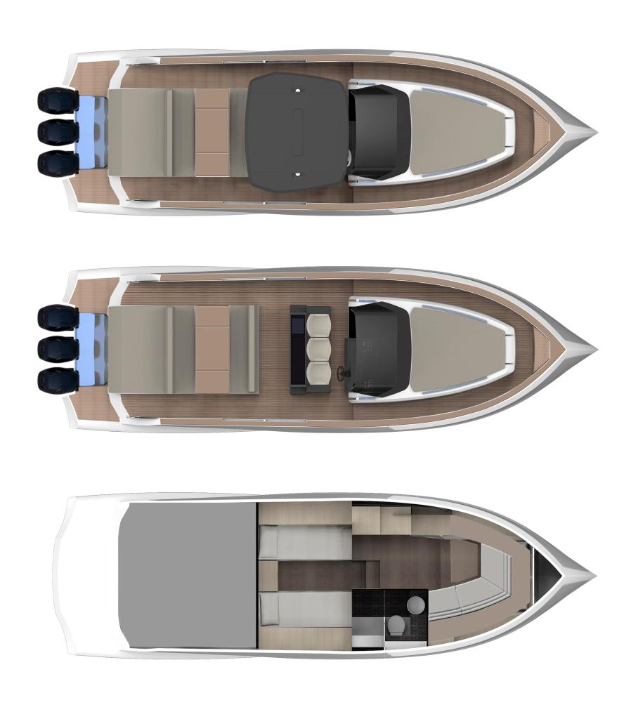 Layout Astondoa 377 Coupe Outboard